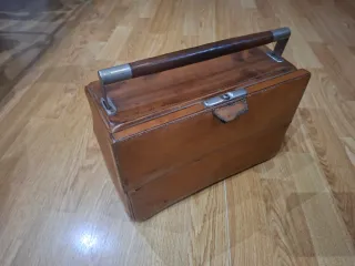 Maletín médico antiguo de cuero automatico