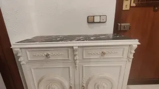 Mueble recibidor antiguo madera y mármol
