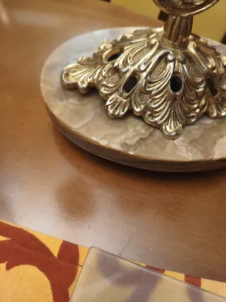 Candelabro 3 brazos metal y piedra