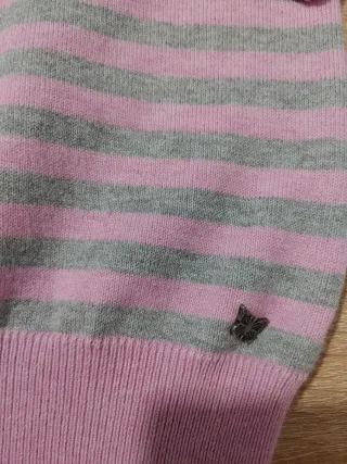 Jersey de cuello mujer a rayas color rosa y gris