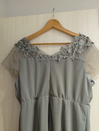 Vestido largo de fiesta gris. Talla XXL real