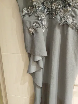 Vestido largo de fiesta gris. Talla XXL real