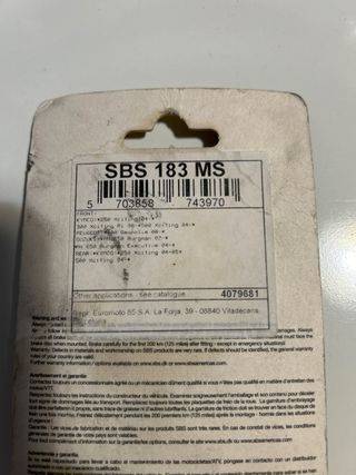 Pastillas Freno SBS 183MS Sinterizadas Scooter
