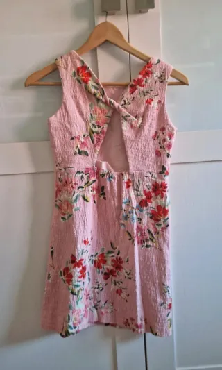Vestido rosa floral mujer