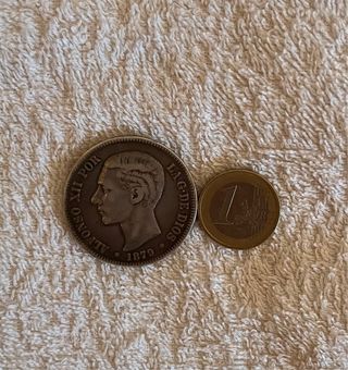 Moneda 5 pesetas de plata Alfonso XII 1879.