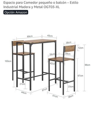 Mesa alta y 2 taburetes