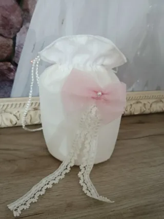 Bolso de comunión blanco y rosa