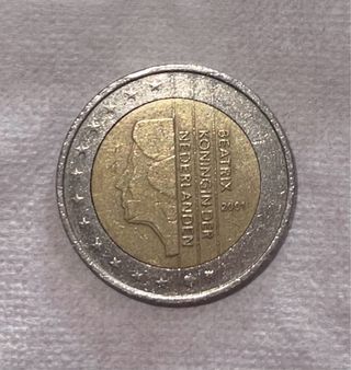 Moneda 2 Euros Beatrix 2001 Países Bajos