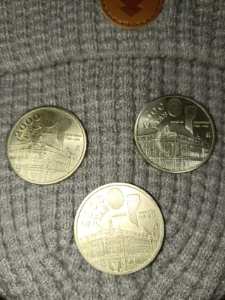 Lote 3 monedas plata 2000 ptas