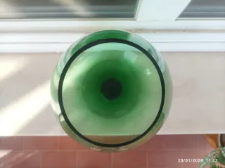 Jarrón Vintage Cristal Verde Años 70