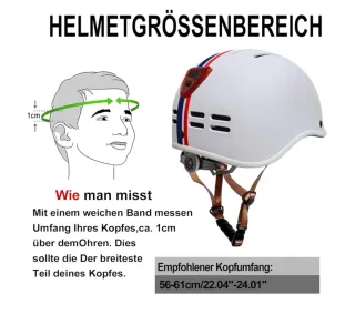 Casco Exclusky Blanco Tiras Azul/Rojo