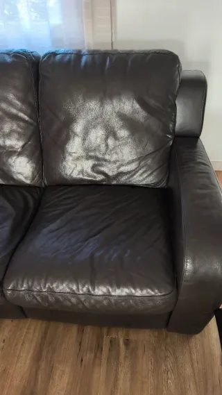 Sofá 3+2 plazas piel negro/marrón