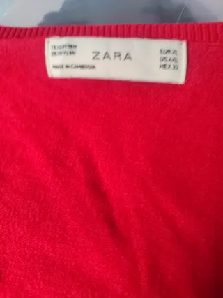 Jersey Zara Punto V-Neck Rojo Talla XL