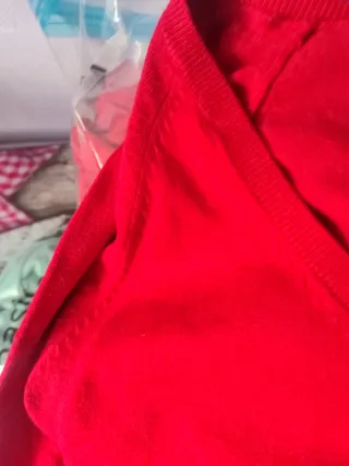 Jersey Zara Punto V-Neck Rojo Talla XL