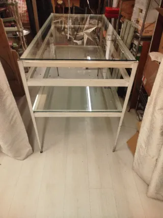 Mostrador expositor de hierro y cristal