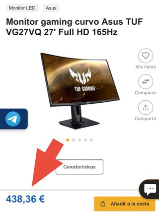 Monitor ASUS TUF Gaming Curvo 27’ 165hz NUEVO