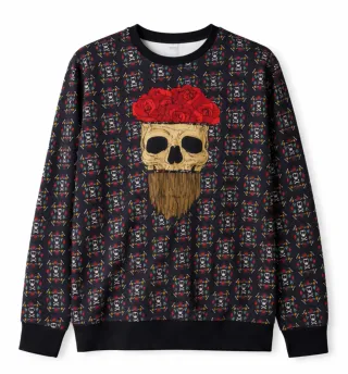 Sudadera estampada calavera y rosas