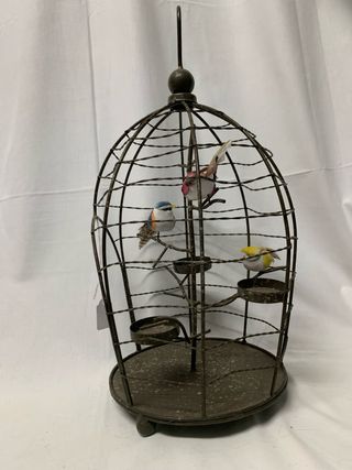 Jaula decorativa vintage con pájaros