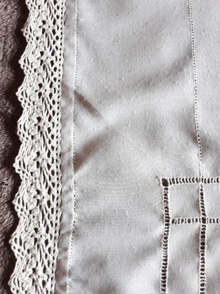 Cortina Algodón con Puntilla Beige/Blanca