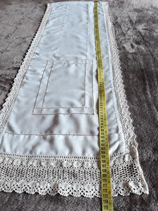 Cortina Algodón con Puntilla Beige/Blanca