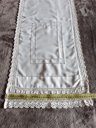 Cortina Algodón con Puntilla Beige/Blanca