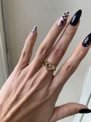 Anello cuore zirconi acciaio dorato