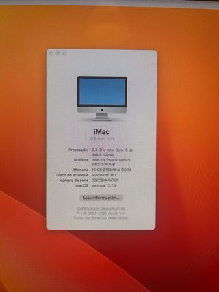 iMac 21,5 pulgadas, año 2020