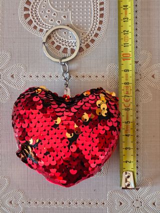 Portachiavi cuore paillettes peluche