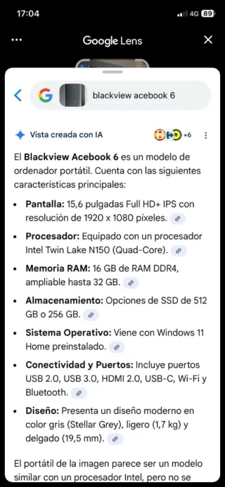 Portátil Blackview 15.6 2K FHD+ Windows 11