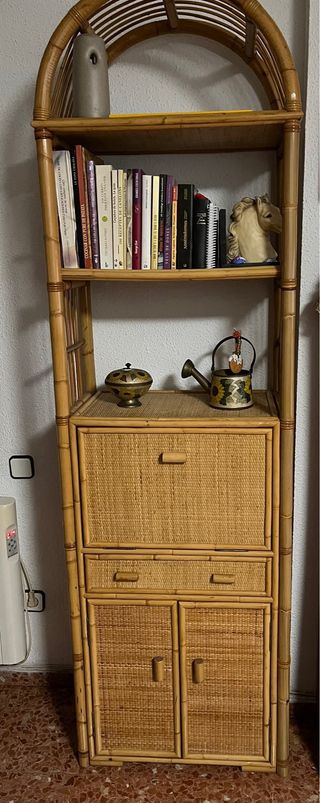 Mueble bar mimbre y bambú