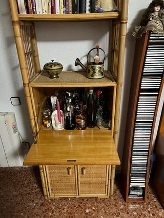 Mueble bar mimbre y bambú