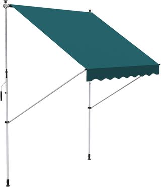 Toldo 2X1.5M para Exterior con Rollo y Manivela, Estructura Telescópica y Ángulo Regulable, Verde