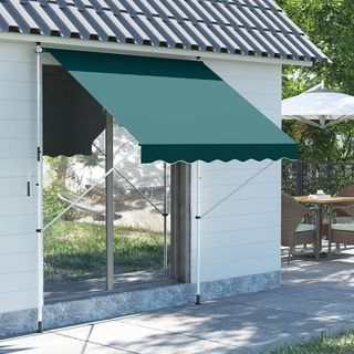 Toldo 2X1.5M para Exterior con Rollo y Manivela, Estructura Telescópica y Ángulo Regulable, Verde