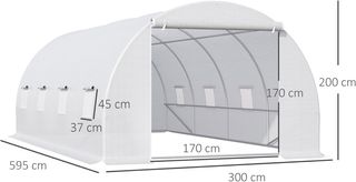Invernadero de Jardín en Túnel para Plantas en PE con Tubos de Metal 6X3X2M Blanco