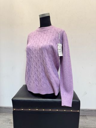 Jersey mujer beige trenzado