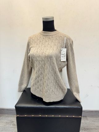 Jersey mujer beige trenzado