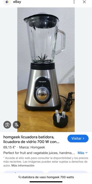 Batidora Vaso Homgeek 700W Cristal 1.5L