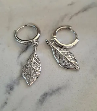 Pendientes Plata Ley Hoja Circonitas