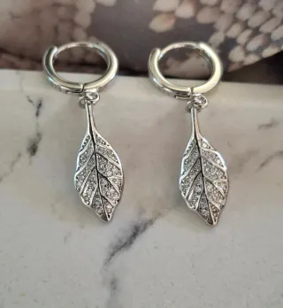 Pendientes Plata Ley Hoja Circonitas