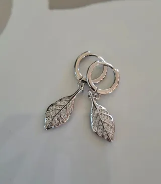 Pendientes Plata Ley Hoja Circonitas