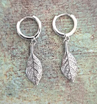 Pendientes Plata Ley Hoja Circonitas