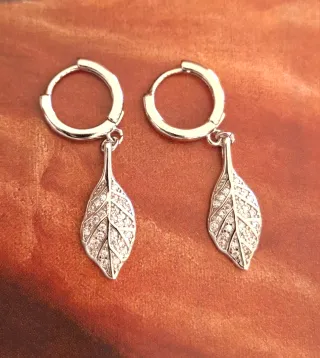Pendientes Plata Ley Hoja Circonitas