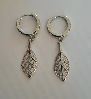 Pendientes Plata Ley Hoja Circonitas