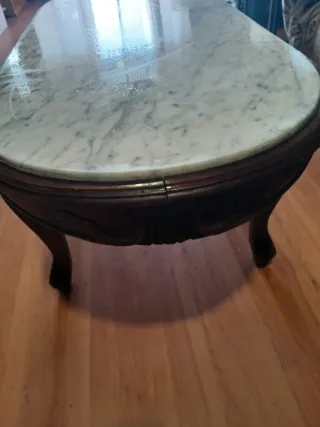 Mesa antigua madera y mármol