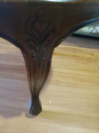 Mesa antigua madera y mármol