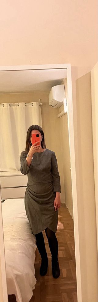 Vestido Zara de cuadros gris talla S