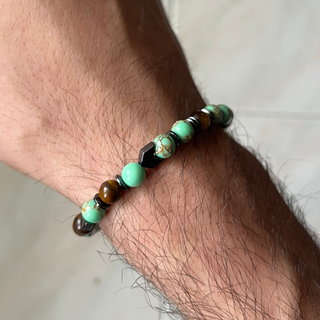 Bracciale uomo verde, marrone. 6mm