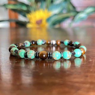 Bracciale uomo verde, marrone. 6mm