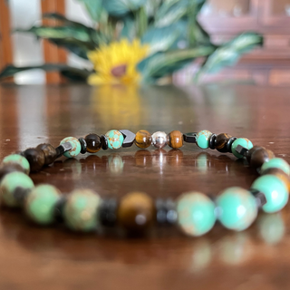 Bracciale uomo verde, marrone. 6mm