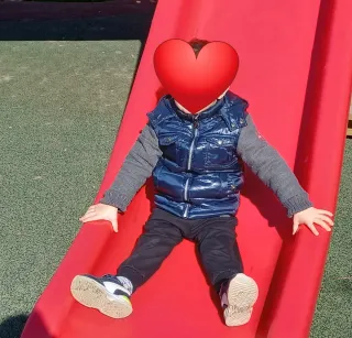 Giubbotto bimbo blu lucido